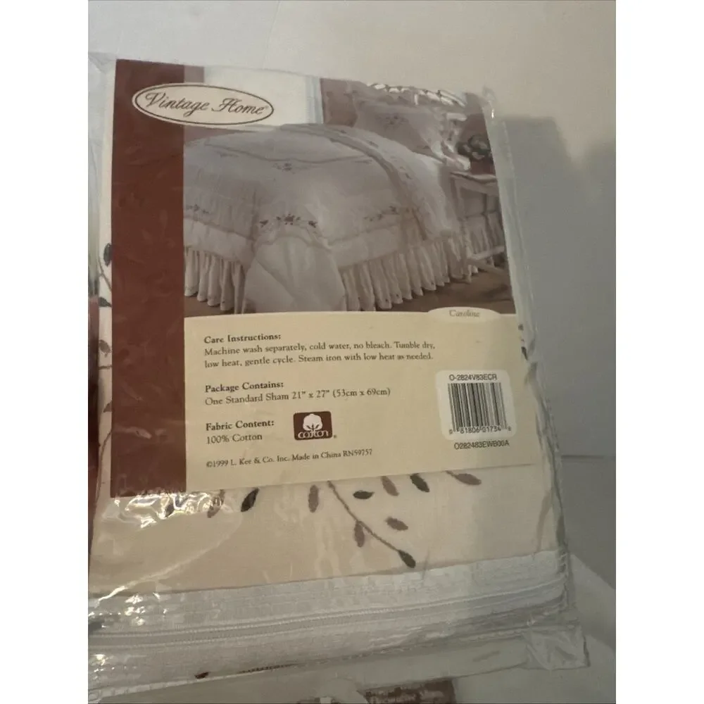Vintage Home lot of 3 shams 90s waffle weave standard caroline embroidered